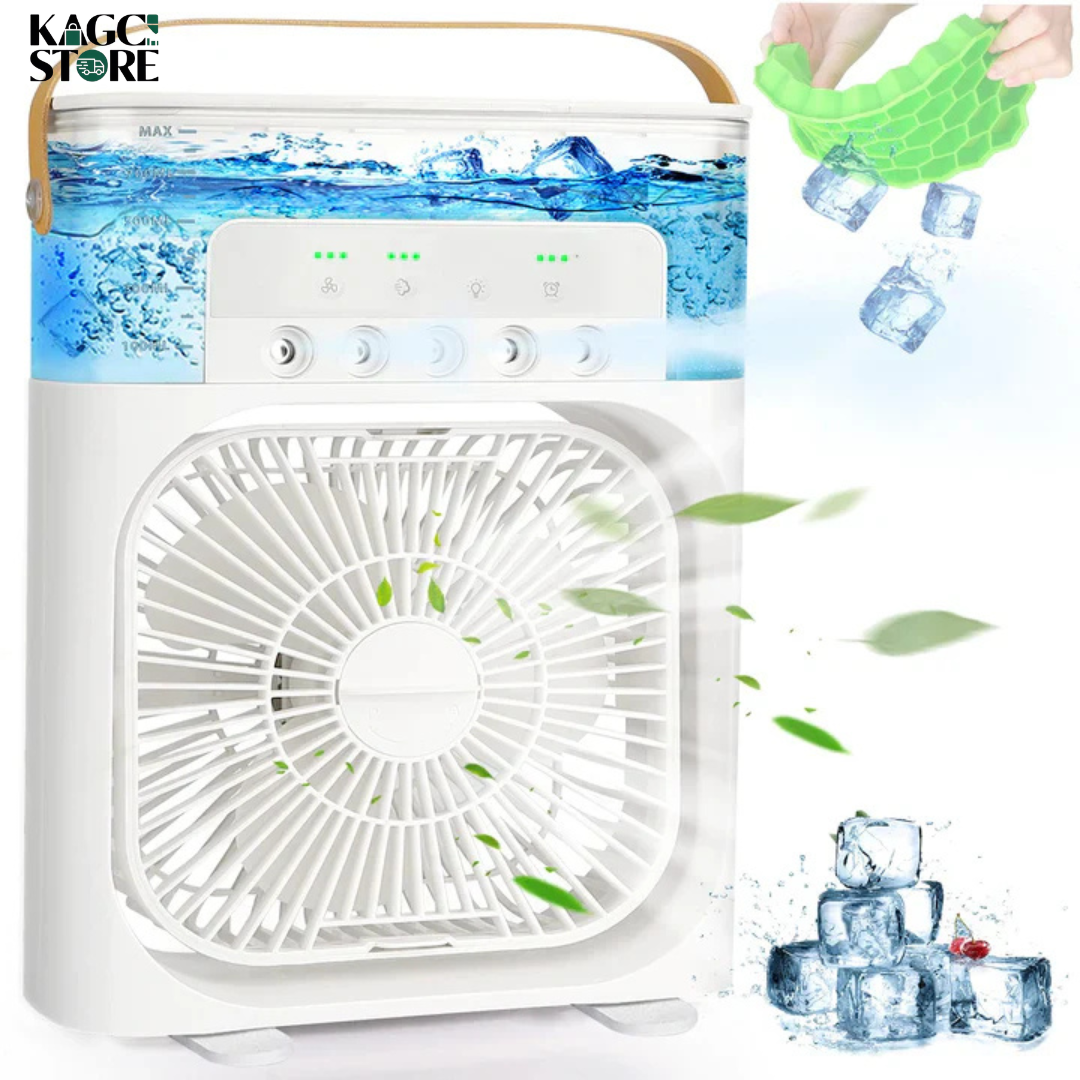 Ventilador Portátil 3 en 1 con Humidificador y Luz LED