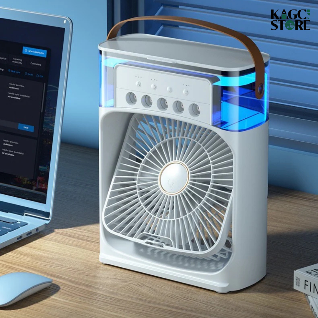 Ventilador Portátil 3 en 1 con Humidificador y Luz LED